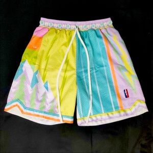Men's Trillest x Who Cares "What The NBA" Pastel Swingman Basketball Shorts Sz L